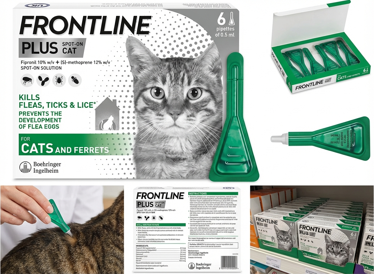 FRONTLINE Plus Flea and Tick Treatment for Cats Over 1.5 lbs. 6 Treatments